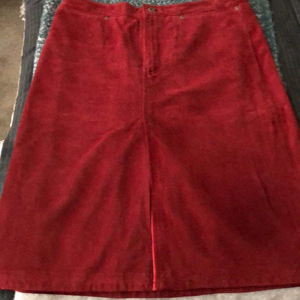 Gap red Front slit leather skirt